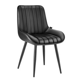 Set of 4 Dining Chairs Modern Fabric Kitchen Side Chair Back Metal Legs Black