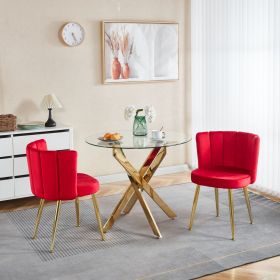 1+2,3pieces dining set, Table metal leg Mid-century Dining Table for 4-6 people With Glass Table Top, Pedestal Dining Table