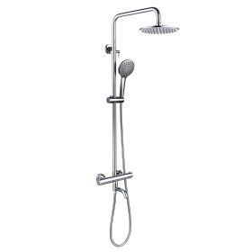 Shower Faucet Set 8" Round Shower Head 3 Function Thermostatic Rainfall Shower Faucet Set Handheld Sprayer with Constant Temperature Polished Chr