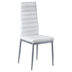 Set of 6 Dining Chairs Modern Leather Kitchen Side Chair Back Metal Legs White