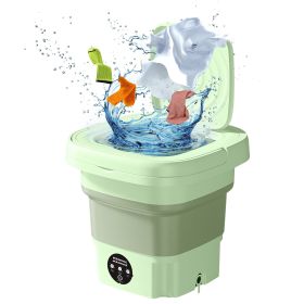 1Pc Portable Washing Machine Foldable Laundry Machine With Detachable Drain Basket 3 Modes Electric Clothes Washer For Underwear Socks Towels Bab (Color: Green)