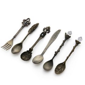 Vintage Mini Coffee Spoons Suit For Coffee Fruit Dessert (Type: Cutlery Sets, Color: Bronze)