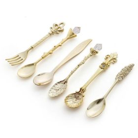 Vintage Mini Coffee Spoons Suit For Coffee Fruit Dessert (Type: Cutlery Sets, Color: Gold)